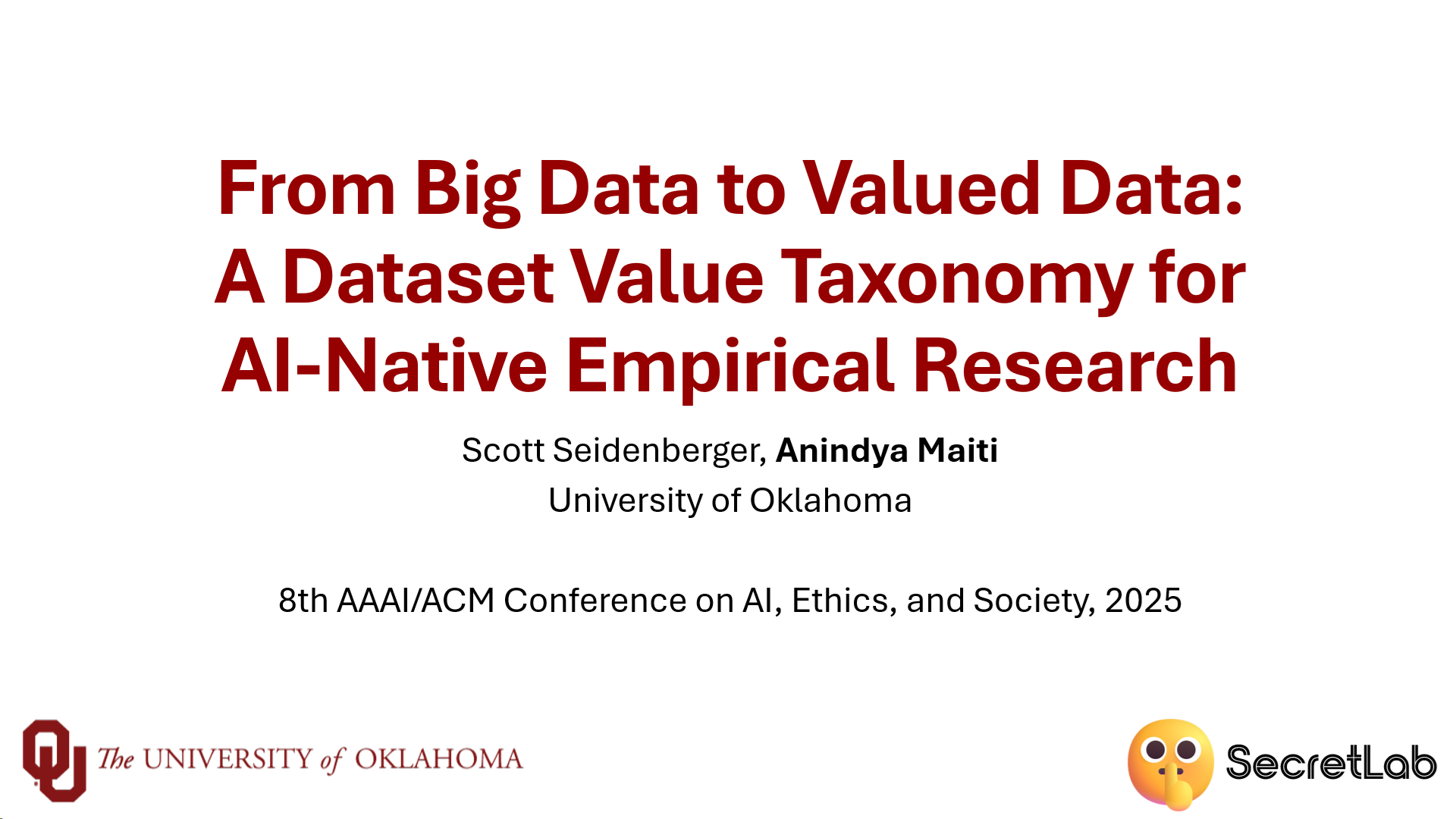 Title slide for From Big Data to Valued Data