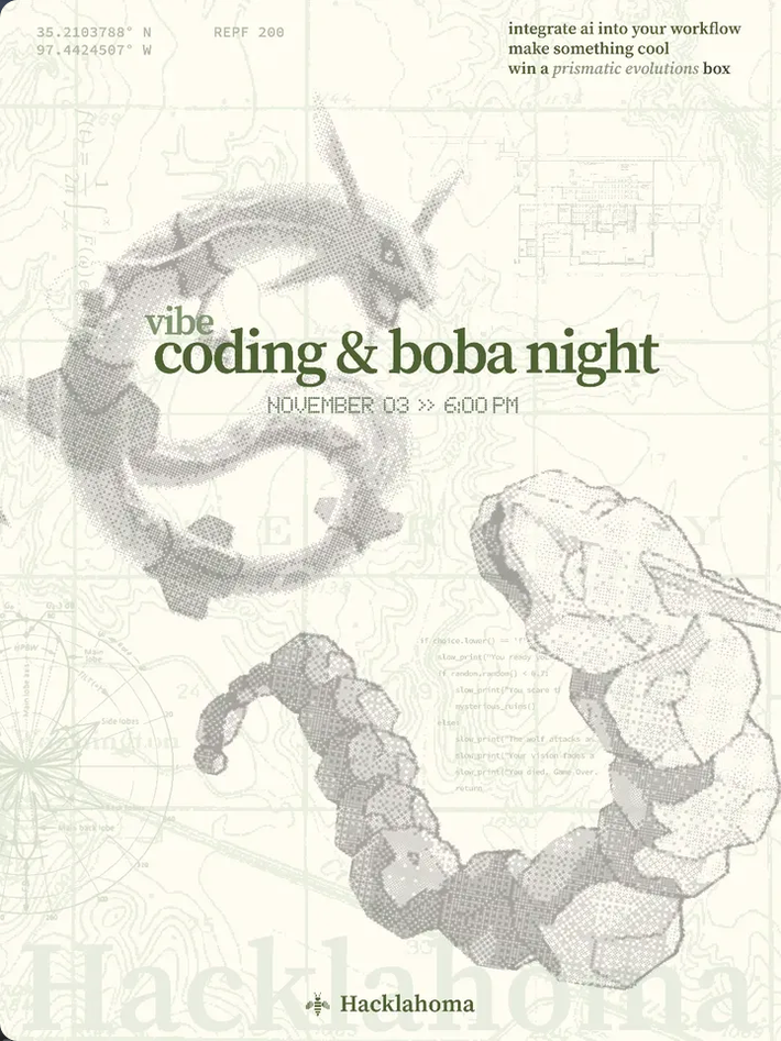 Hacklahoma Vibe Coding and Boba Night flyer